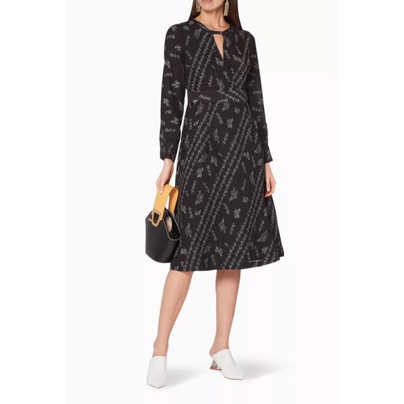 NWOT Club Monaco Islynn Faux Wrap Floral Print Midi Dress Long Sleeve Black 0 - Picture 11 of 11